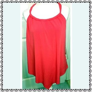 {Miraclesuit} Magic Suit red swim top, sz 16, NWT